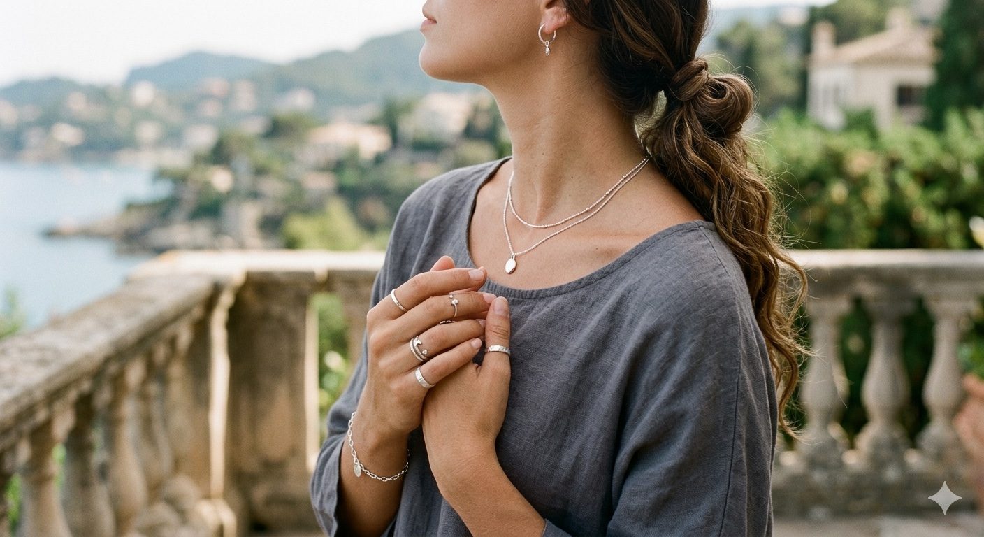 Model wearing Mili Essentials jewellery