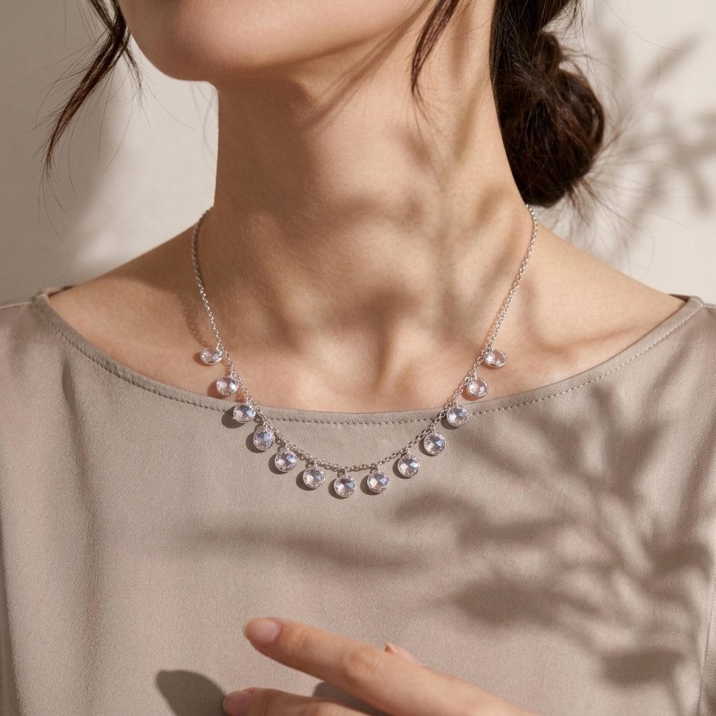 Crystal Charm Drop Necklace